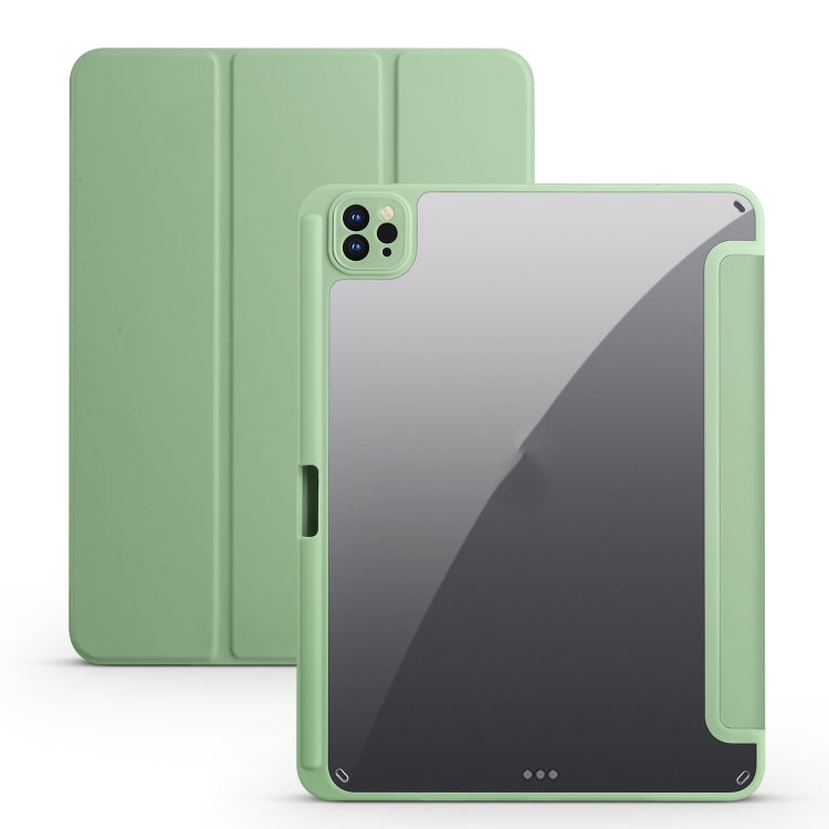 For iPad Air 13 2024 / Pro 12.9 2022 / 2021 / 2020 / 2018 Acrylic 3-folding Smart Leather Tablet Case(Green) - iPad Pro 12.9 (2022/2021) Cases by buy2fix | Online Shopping UK | buy2fix