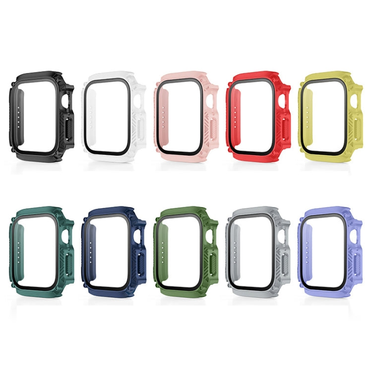 Screen Tempered Glass Film Armor Waterproof Watch Case For Apple Watch Series 8&7 45mm(White) - Watch Cases by buy2fix | Online Shopping UK | buy2fix