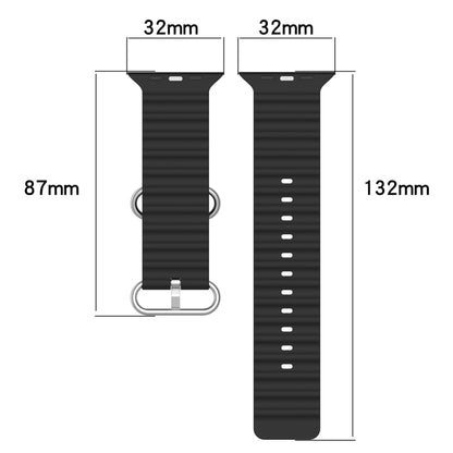 Ocean Silicone Watch Band for Apple Watch Series 9&8&7 41mm / SE 3&SE 2&6&SE&5&4 40mm / 3&2&1 38mm(Black) - Watch Bands by buy2fix | Online Shopping UK | buy2fix