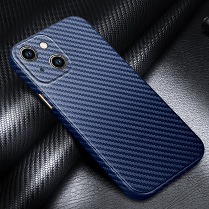 For iPhone 14 Plus R-JUST Carbon Fiber Texture Kevlar Phone Case(Blue) - iPhone 14 Plus Cases by R-JUST | Online Shopping UK | buy2fix
