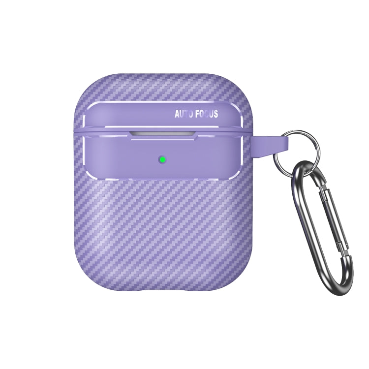 For AirPods 1 / 2 Carbon Fiber Texture Anti-fall Earphone Protective Case(Purple) - For AirPods 1/2 by buy2fix | Online Shopping UK | buy2fix