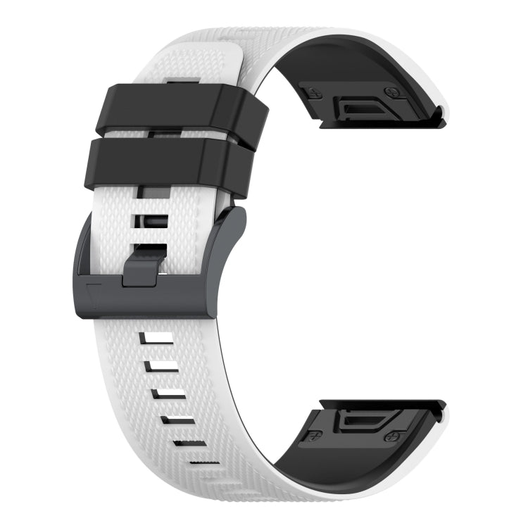 For Garmin Fenix 7 Two-color Silicone Watch Band(White Black) - Watch Bands by buy2fix | Online Shopping UK | buy2fix