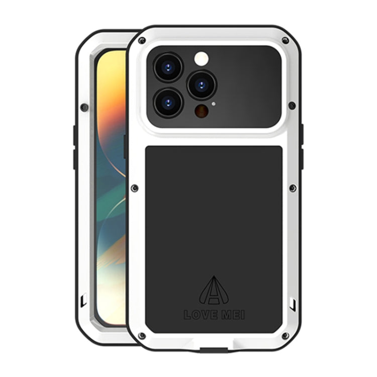 For iPhone 14 Pro LOVE MEI Metal Shockproof Life Waterproof Dustproof Phone Case(White) - iPhone 14 Pro Cases by LOVE MEI | Online Shopping UK | buy2fix