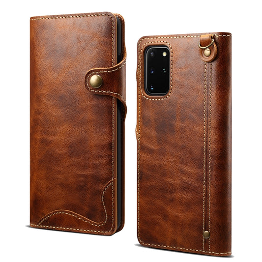 For Samsung Galaxy Note20 Denior Oil Wax Cowhide Magnetic Button Genuine Leather Case(Brown) - Galaxy Note20 Cases by Denior | Online Shopping UK | buy2fix