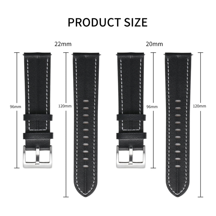 20mm Unusual Fluted Leather Watch Band(Brown) - 20mm Bands by buy2fix | Online Shopping UK | buy2fix
