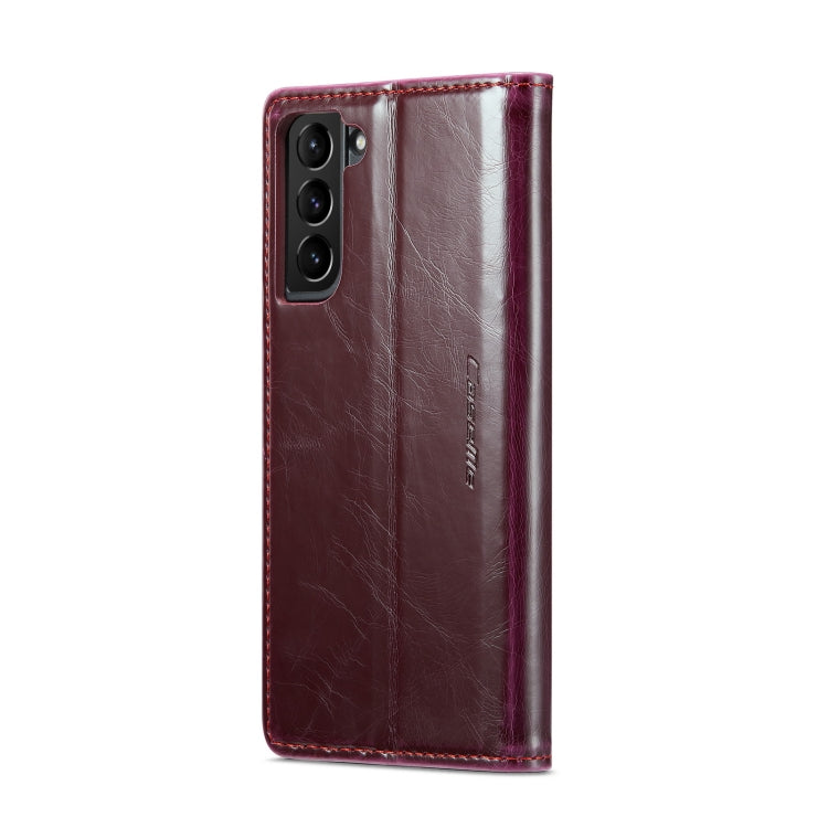 For Samsung Galaxy S21 FE 5G CaseMe 003 Crazy Horse Texture Leather Phone Case(Wine Red) - Galaxy Phone Cases by CaseMe | Online Shopping UK | buy2fix