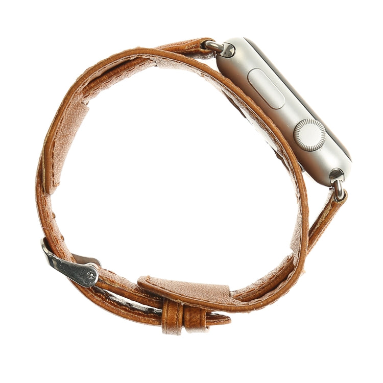 For Apple Watch 5 & 4 40mm / 3 & 2 & 1 38mm Crazy Horse Texture Bracelet Watch Band(Light Brown) - Watch Bands by buy2fix | Online Shopping UK | buy2fix