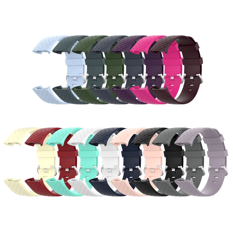 18mm Silver Color Buckle TPU Wrist Strap Watch Band for Fitbit Charge 4 / Charge 3 / Charge 3 SE, Size: L(Navy Blue) - Watch Bands by buy2fix | Online Shopping UK | buy2fix