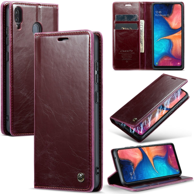 For Samsung Galaxy A20／A30／M10S CaseMe 003 Crazy Horse Texture Leather Phone Case(Wine Red) - Galaxy Phone Cases by CaseMe | Online Shopping UK | buy2fix