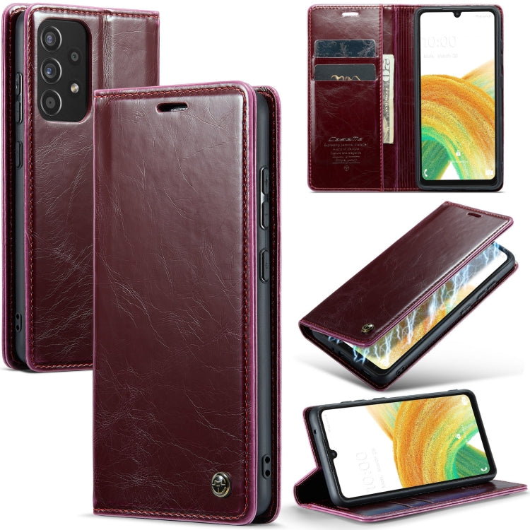 For Samsung Galaxy A33 5G CaseMe 003 Crazy Horse Texture Leather Phone Case(Wine Red) - Galaxy Phone Cases by CaseMe | Online Shopping UK | buy2fix