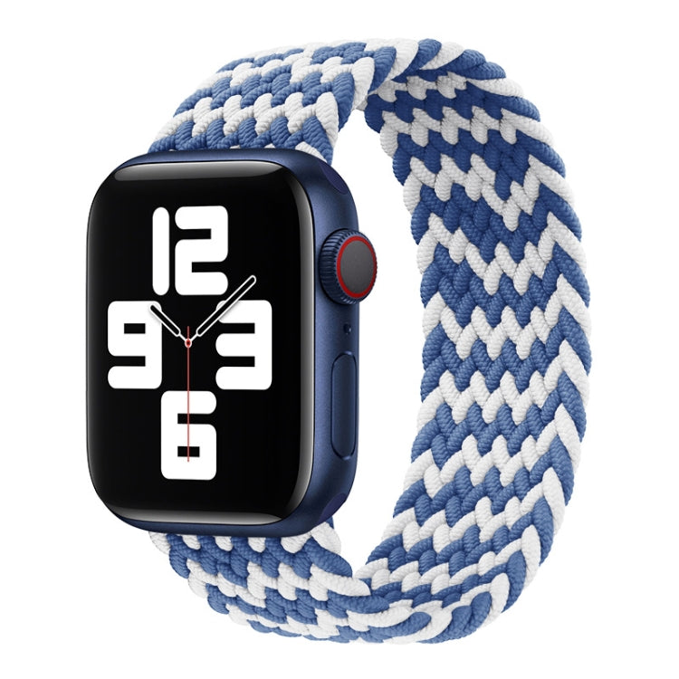 Nylon Single-turn Braided Watch Band For Apple Watch Ultra 49mm / Series 8&7 45mm / SE 2&6&SE&5&4 44mm / 3&2&1 42mm, Length:135mm(W Blue White) - Watch Bands by buy2fix | Online Shopping UK | buy2fix