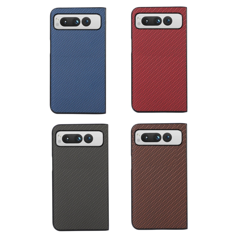 For Google Pixel Fold Carbon Fiber Texture Shockproof Phone Case(Brown) - Google Cases by buy2fix | Online Shopping UK | buy2fix