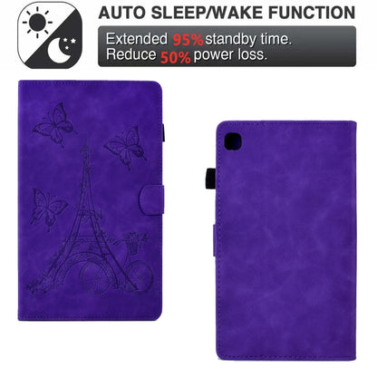 For Samsung Galaxy Tab A7 10.4 2020 T500 Tower Embossed Leather Smart Tablet Case(Purple) - Other Galaxy Tab PC by buy2fix | Online Shopping UK | buy2fix