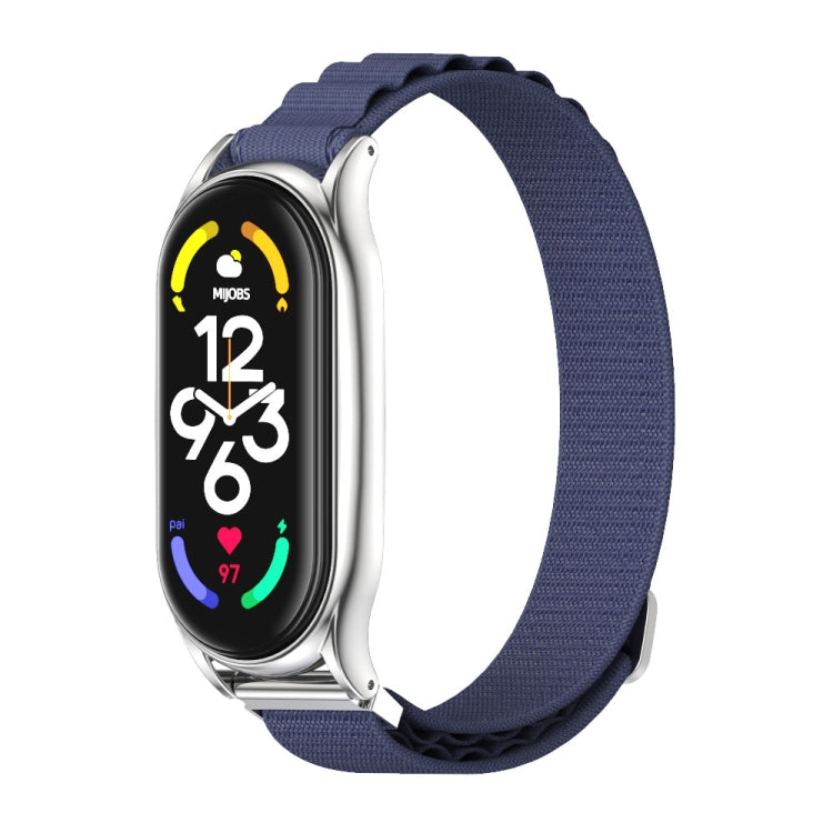 For Xiaomi Mi Band 6 / 5 / 4 / 3 MIJOBS PLUS Nylon Breathable Watch Band(Midnight Blue Silver) - Watch Bands by MIJOBS | Online Shopping UK | buy2fix