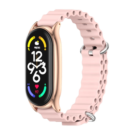 For Xiaomi Mi Band 7 / 7 NFC MIJOBS PLUS Marine Silicone Breathable Watch Band(Pink Rose Gold) - Watch Bands by MIJOBS | Online Shopping UK | buy2fix