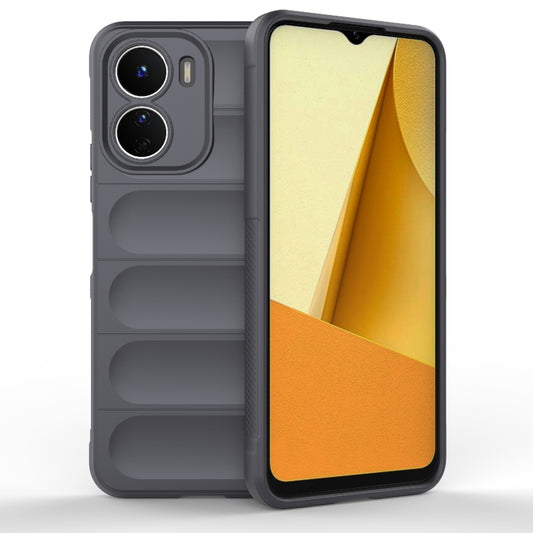 For vivo Y16 4G Global Magic Shield TPU + Flannel Phone Case(Dark Grey) - vivo Cases by buy2fix | Online Shopping UK | buy2fix