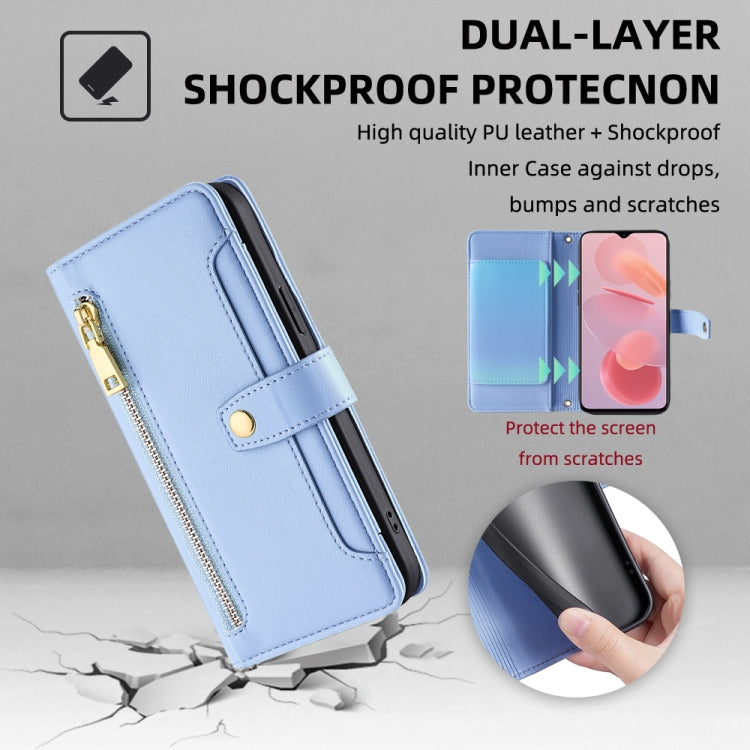 For Ulefone Note 12P Sheep Texture Cross-body Zipper Wallet Leather Phone Case(Blue) - Ulefone Cases by buy2fix | Online Shopping UK | buy2fix