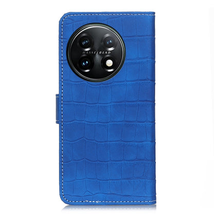 For OnePlus 11 5G Magnetic Crocodile Texture Leather Phone Case(Blue) - OnePlus Cases by buy2fix | Online Shopping UK | buy2fix