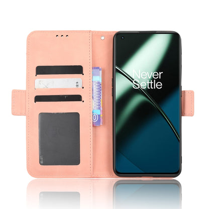 For OnePlus 11 5G Skin Feel Calf Texture Card Slots Leather Phone Case(Pink) - OnePlus Cases by buy2fix | Online Shopping UK | buy2fix