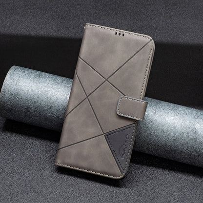 For Xiaomi Redmi K70 / K70 Pro Magnetic Buckle Rhombus Texture Leather Phone Case(Grey) - K70 Pro Cases by buy2fix | Online Shopping UK | buy2fix