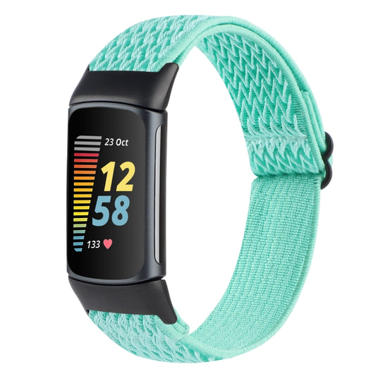 For Fitbit Charge 5 Buckle Wave Braided Nylon Watch Band(Teal) - Watch Bands by buy2fix | Online Shopping UK | buy2fix