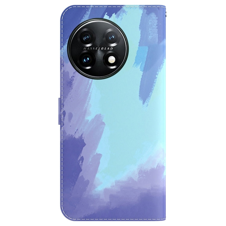 For OnePlus 11 Watercolor Pattern Flip Leather Phone Case(Winter Snow) - OnePlus Cases by buy2fix | Online Shopping UK | buy2fix