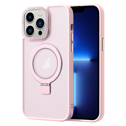 For iPhone 13 Pro Skin Feel MagSafe Magnetic Holder Phone Case(Pink) - iPhone 13 Pro Cases by buy2fix | Online Shopping UK | buy2fix