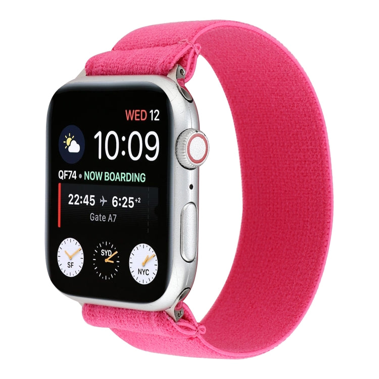 Elastic Nylon Braid Watch Band For Apple Watch Ultra 49mm&Watch Ultra 2 49mm / Series 9&8&7 45mm / SE 3&SE 2&6&SE&5&4 44mm / 3&2&1 42mm(Rose Red) - Watch Bands by buy2fix | Online Shopping UK | buy2fix