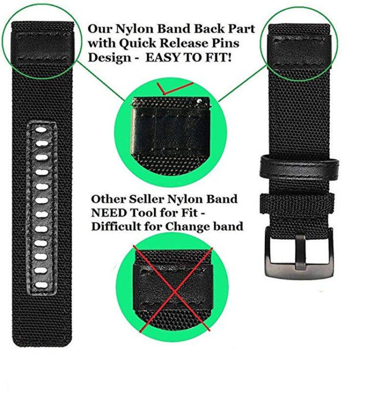 22mm Universal Nylon Leather Watch Band(Black) - 22mm Bands by buy2fix | Online Shopping UK | buy2fix