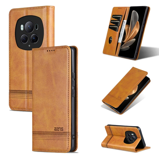 For Honor Magic6 Pro AZNS Magnetic Calf Texture Flip Leather Phone Case(Light Brown) - Honor Cases by AZNS | Online Shopping UK | buy2fix