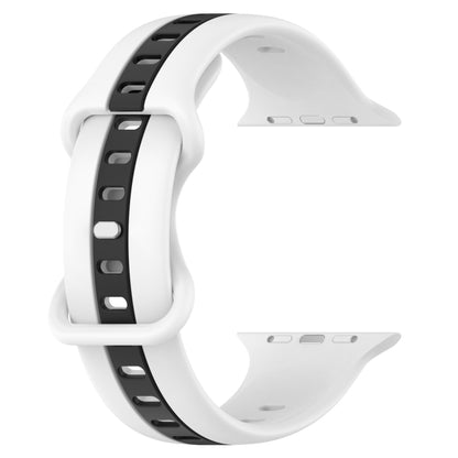 Nail Buckle Two-color Watch Band For Apple Watch Series 9&8&7 41mm / SE 3&SE 2&6&SE&5&4 40mm / 3&2&1 38mm(White Black) - Watch Bands by buy2fix | Online Shopping UK | buy2fix