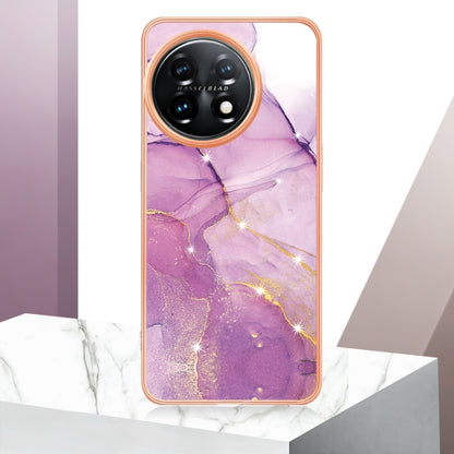 For OnePlus 11 Electroplating Marble Dual-side IMD Phone Case(Purple 001) - OnePlus Cases by buy2fix | Online Shopping UK | buy2fix