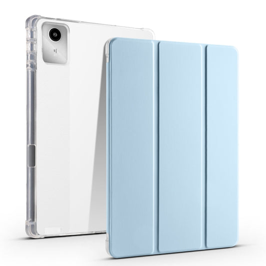 For Lenovo Tab M11 / Xiaoxin Pad 11 2024 3-fold Clear TPU Leather Tablet Case with Pen Slot(Ice Blue) - Lenovo by buy2fix | Online Shopping UK | buy2fix