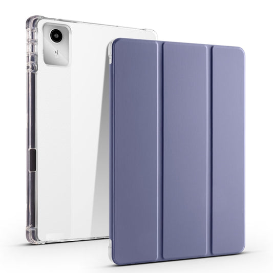 For Lenovo Tab M11 / Xiaoxin Pad 11 2024 3-fold Clear TPU Leather Tablet Case with Pen Slot(Lavender) - Lenovo by buy2fix | Online Shopping UK | buy2fix
