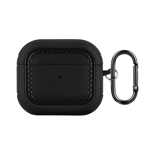 For AirPods 3 Leather Texture Earphone Protective Case(Black) - For AirPods 3 by buy2fix | Online Shopping UK | buy2fix