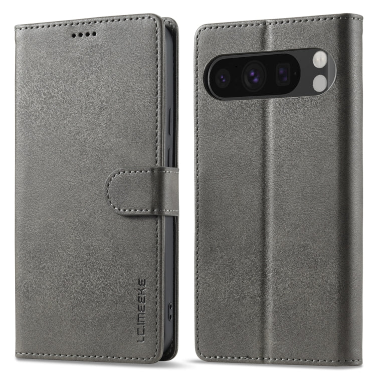 For Google Pixel 9 / 9 Pro LC.IMEEKE Calf Texture Flip Leather Phone Case(Grey) - Google Cases by LC.IMEEKE | Online Shopping UK | buy2fix