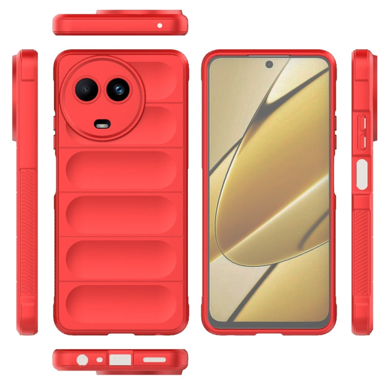 For Realme 11 5G Global Magic Shield TPU + Flannel Phone Case(Red) - Realme Cases by buy2fix | Online Shopping UK | buy2fix