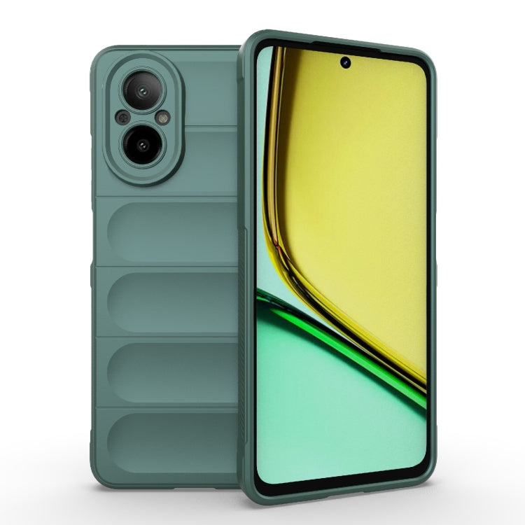 For Realme C67 4G Global Magic Shield TPU + Flannel Phone Case(Dark Green) - C67 Cases by buy2fix | Online Shopping UK | buy2fix
