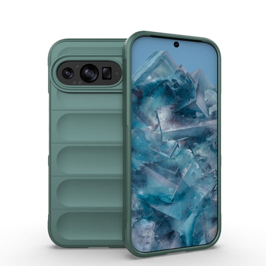 For Google Pixel 9 Pro 5G Magic Shield TPU + Flannel Phone Case(Dark Green) - Google Cases by buy2fix | Online Shopping UK | buy2fix