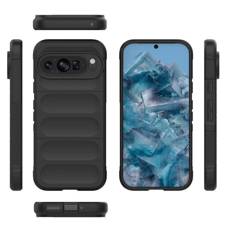 For Google Pixel 9 5G Global Magic Shield TPU + Flannel Phone Case(Black) - Google Cases by buy2fix | Online Shopping UK | buy2fix