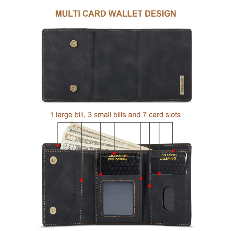 For Samsung Galaxy A55 5G DG.MING M1 Series 3-Fold Multi Card Wallet + Magnetic Phone Case(Black) - Galaxy Phone Cases by DG.MING | Online Shopping UK | buy2fix