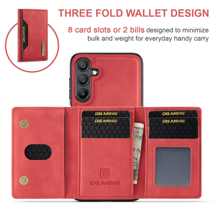 For Samsung Galaxy A15 5G / A15 4G DG.MING M2 Series 3-Fold Multi Card Bag + Magnetic Phone Case(Red) - Galaxy Phone Cases by DG.MING | Online Shopping UK | buy2fix