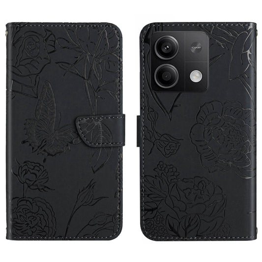 For Xiaomi Redmi Note 13 Pro 4G Global Skin Feel Butterfly Embossed Flip Leather Phone Case(Black) - Note 13 Pro Cases by buy2fix | Online Shopping UK | buy2fix