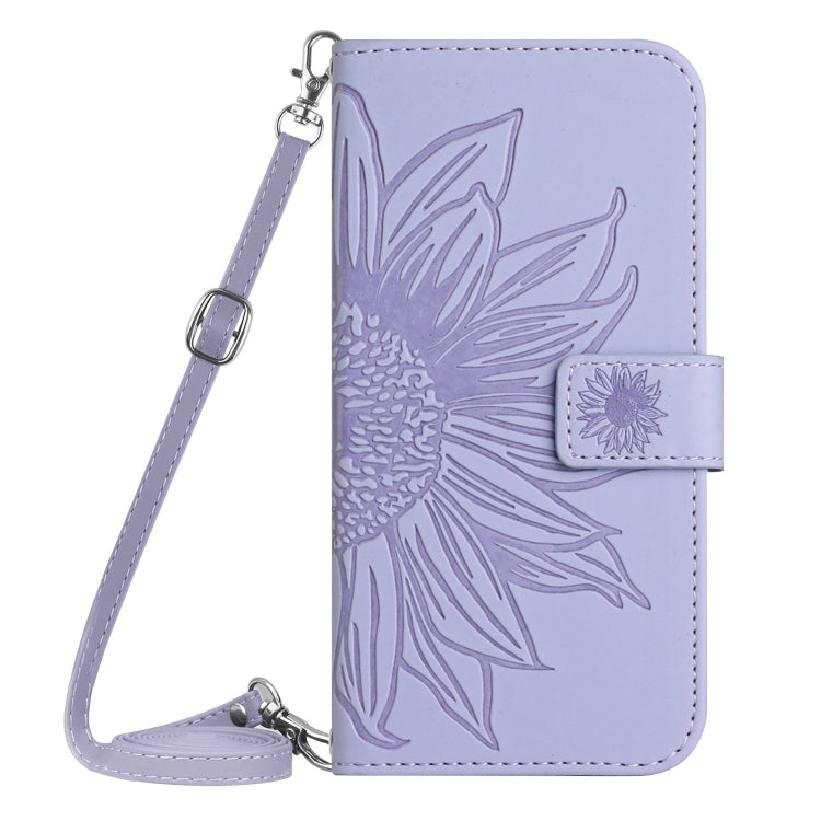 For Xiaomi 14 Ultra Skin Feel Sun Flower Embossed Flip Leather Phone Case with Lanyard(Purple) - 14 Ultra Cases by buy2fix | Online Shopping UK | buy2fix