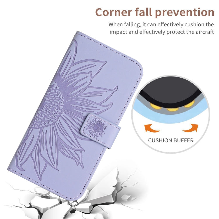 For Xiaomi 14 Ultra Skin Feel Sun Flower Embossed Flip Leather Phone Case with Lanyard(Purple) - 14 Ultra Cases by buy2fix | Online Shopping UK | buy2fix