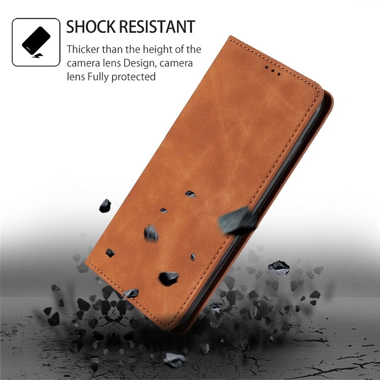 For Xiaomi Redmi Note 13 4G Skin Feel Magnetic Leather Phone Case(Light Brown) - Note 13 Cases by buy2fix | Online Shopping UK | buy2fix