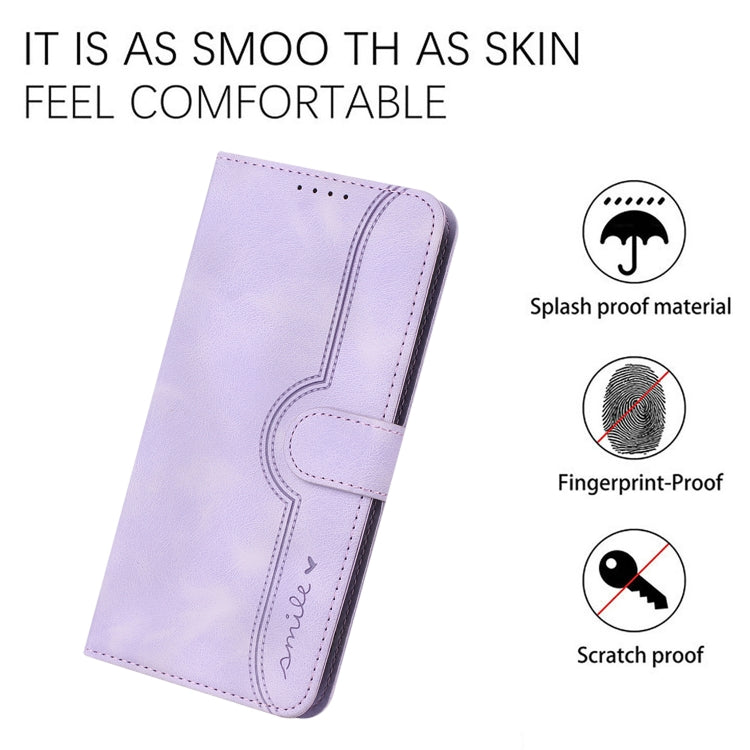 For OnePlus 12 Heart Pattern Skin Feel Leather Phone Case(Purple) - OnePlus Cases by buy2fix | Online Shopping UK | buy2fix