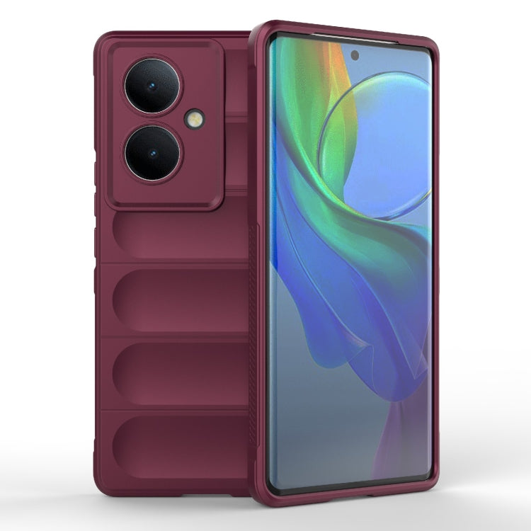 For vivo Y78+ Global Magic Shield TPU + Flannel Phone Case(Wine Red) - vivo Cases by buy2fix | Online Shopping UK | buy2fix