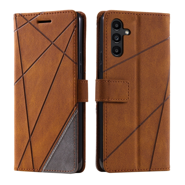 For Samsung Galaxy S23 FE 5G Skin Feel Splicing Leather Phone Case(Brown) - Galaxy S23 FE 5G Cases by buy2fix | Online Shopping UK | buy2fix