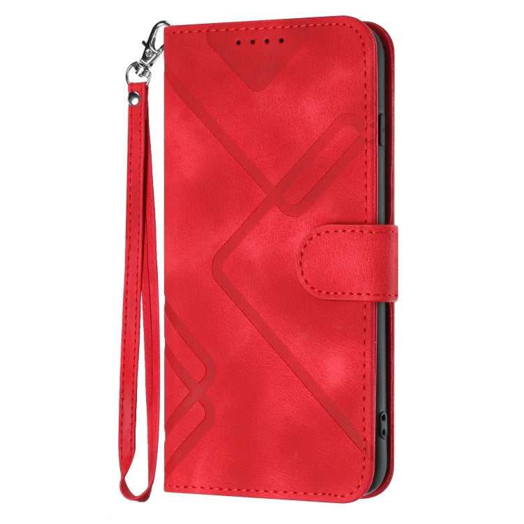 For Xiaomi Redmi Note 13 4G Line Pattern Skin Feel Leather Phone Case(Red) - Note 13 Cases by buy2fix | Online Shopping UK | buy2fix